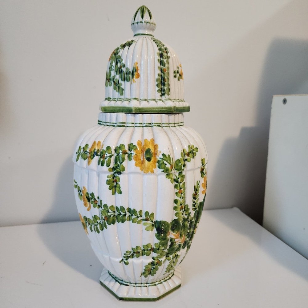 Vintage Italian Floral Ginger Jar Hand Painted